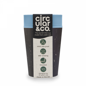 Circular Cup (227 ml) - černá/tyrkysová - z jednorázových papírových kelímků rCUP/Circular Cup