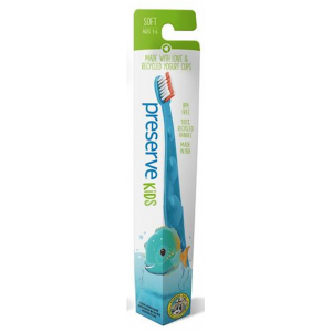 Preserve Dětský zubní kartáček (soft) - azurový - z recyklovaných kelímků od jogurtů Preserve