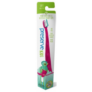 Preserve Dětský zubní kartáček (soft) - růžový - z recyklovaných kelímků od jogurtů Preserve