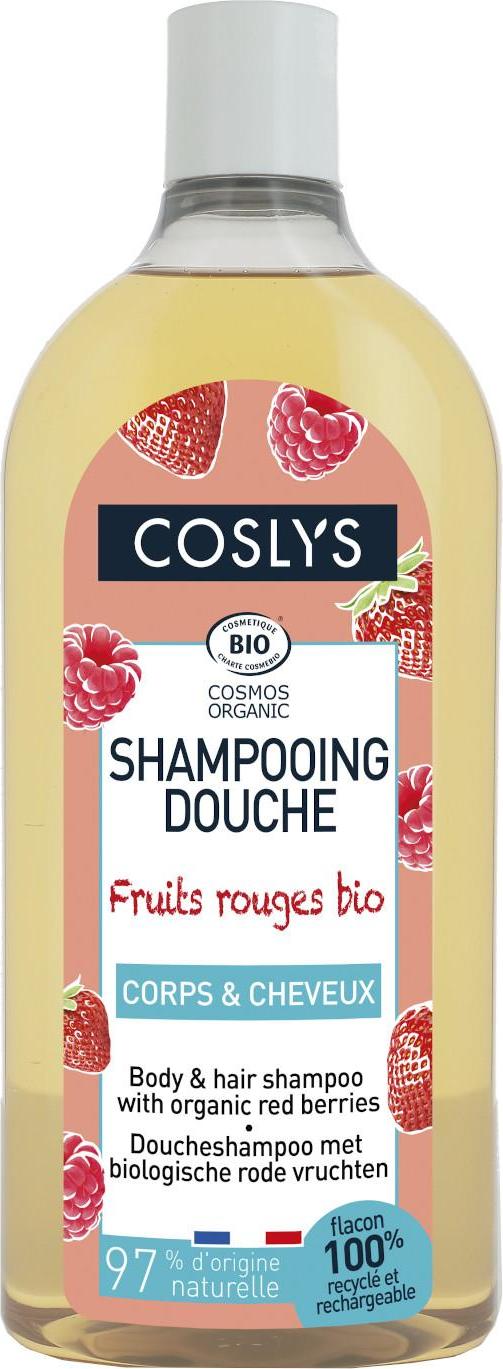 Coslys Sprchový šampon bez mýdla 2 v 1 na vlasy a tělo červené bobule 750 ml