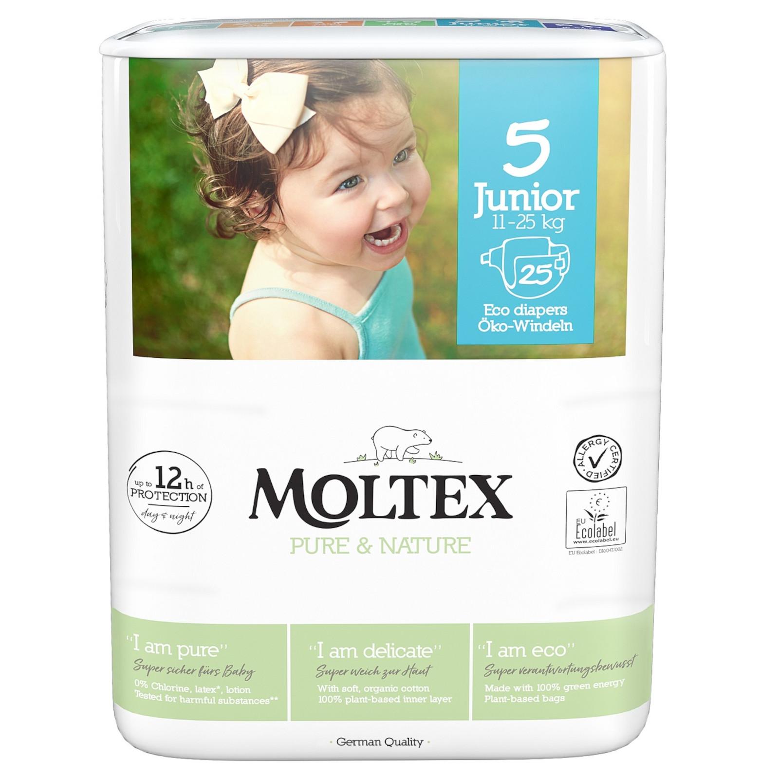 Moltex Dětské plenky Junior 11-25 kg Pure & Nature 25 ks