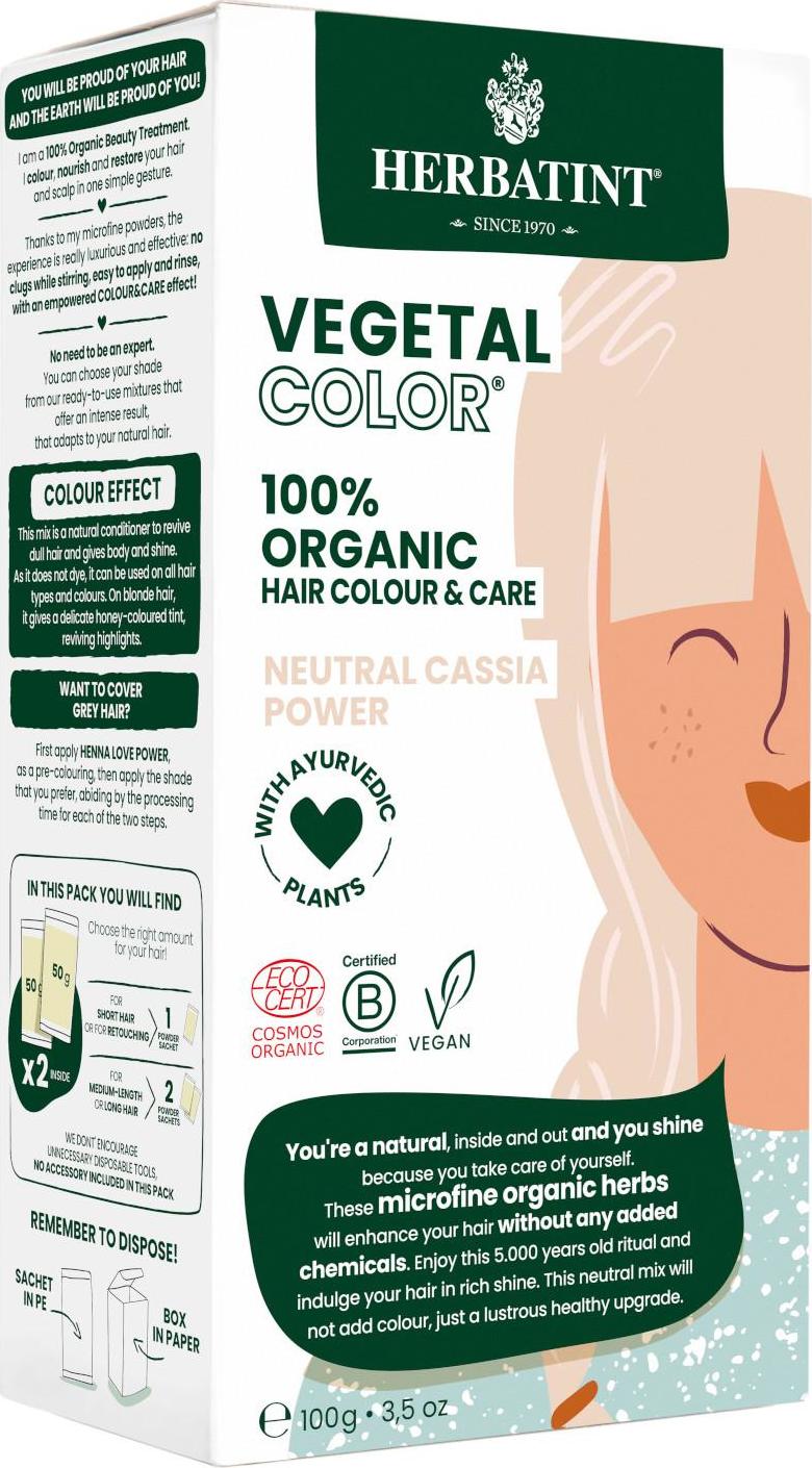 HERBATINT VEGETAL COLOUR Bio rostlinná barva na vlasy NEUTRAL CASSIA POWER 100 g