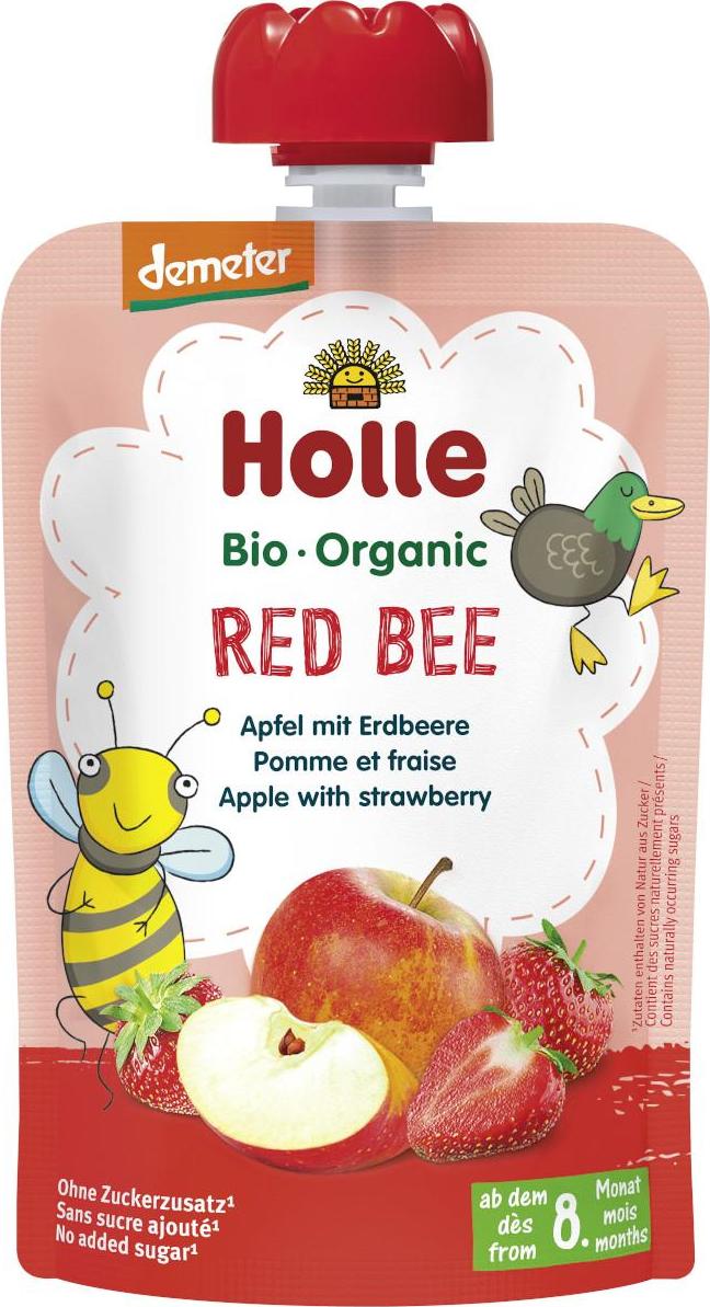 Holle Red Bee Bio ovocné pyré jablko a jahody 100 g