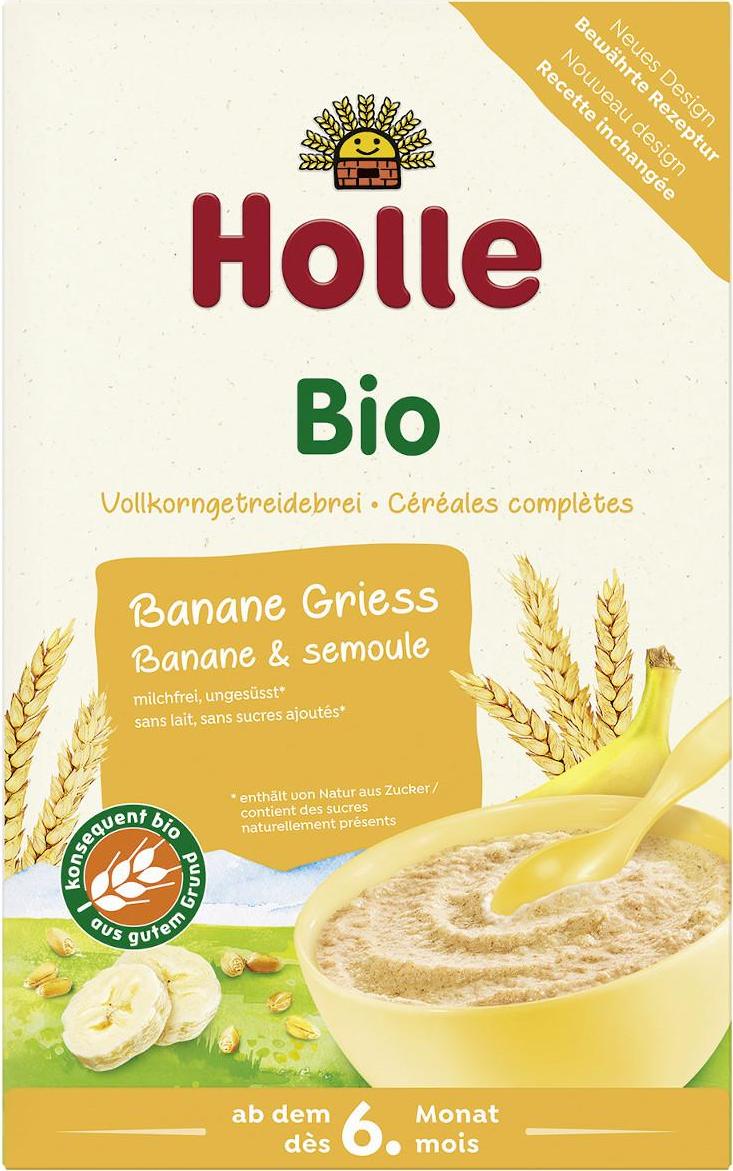 Holle Bio Organická ovocná kaše banán-krupice 250 g
