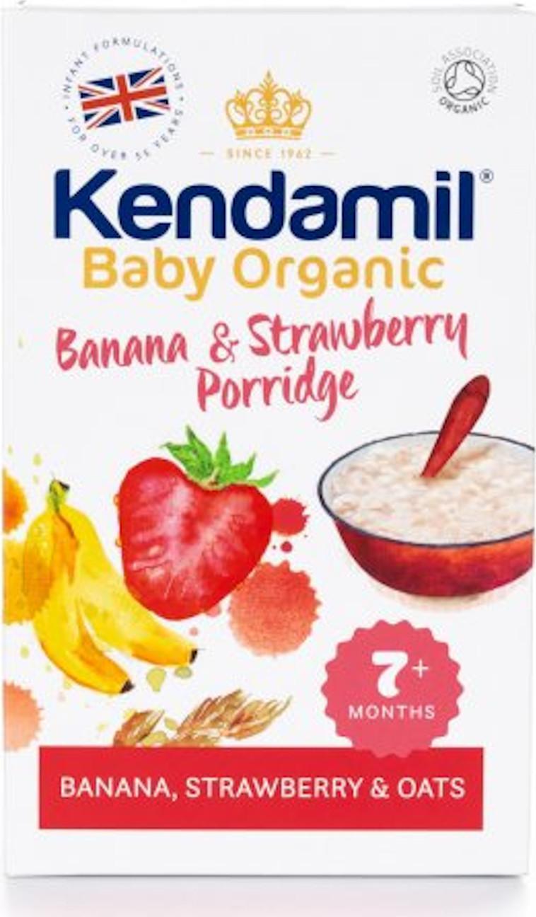 Kendamil Organic bio jemná dětská banánovo jahodová kaše 150 g