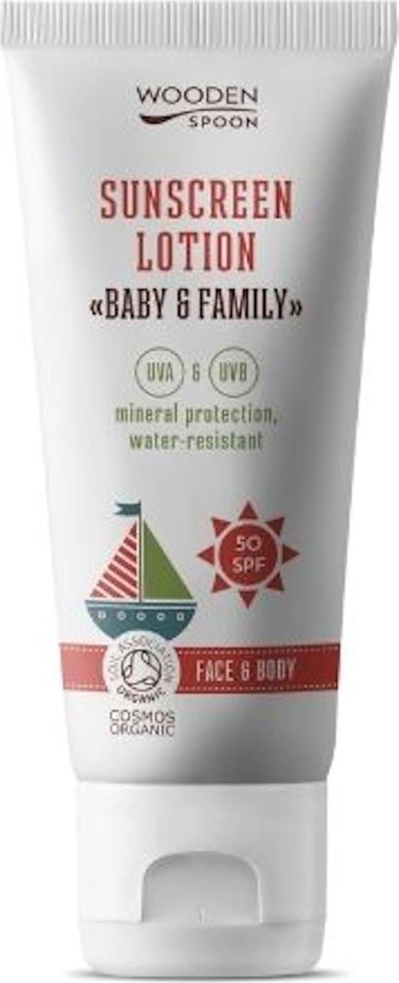 WOODEN SPOON Opalovací tělové mléko Baby & Family SPF 50 100 ml