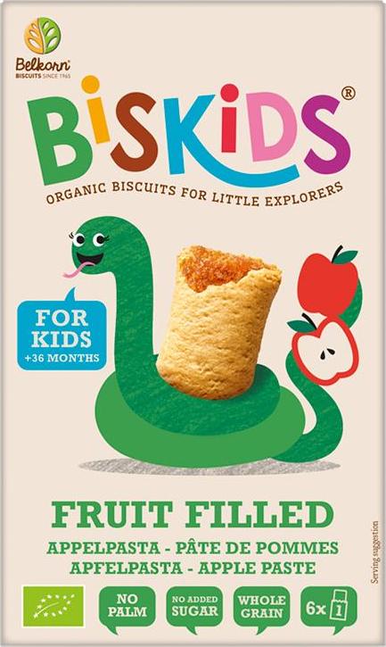 Belkorn BISkids BIO měkké dětské sušenky s jablečným pyré bez přidaného cukru 35% ovoce 150g