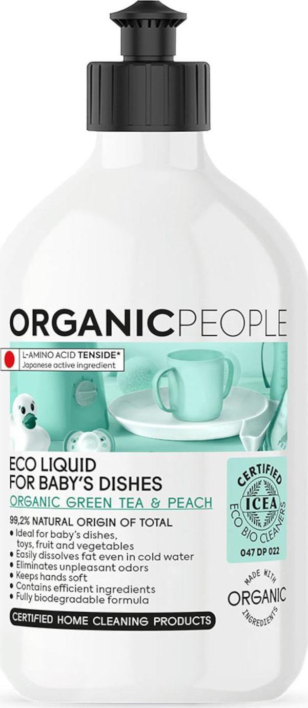 Organic People Eko prostředek na dětské nádobí - Organický zelený čaj a broskev 500 ml