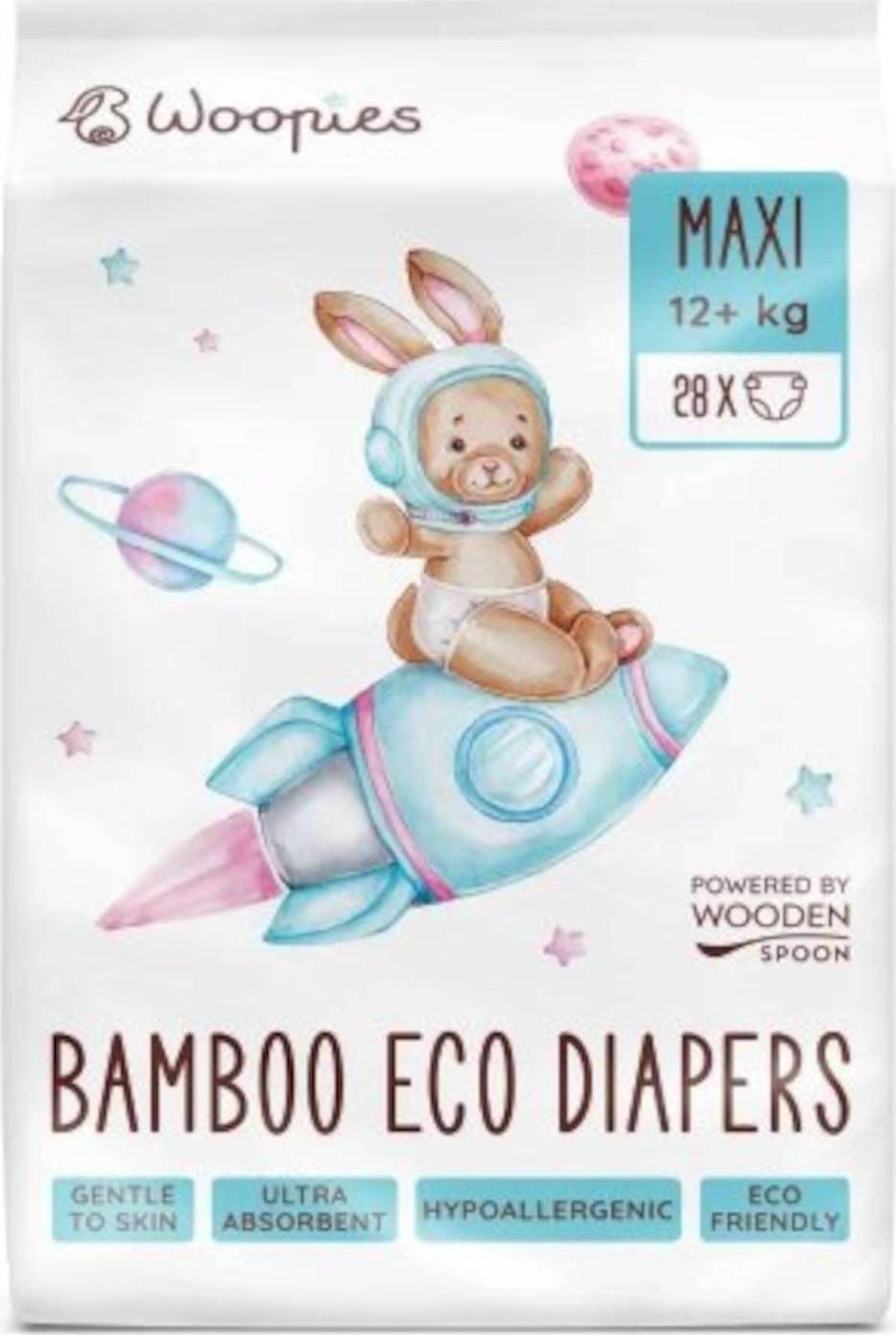 WOODEN SPOON Woopies dětské EKO plenky MAXI (12+ kg) 28 ks