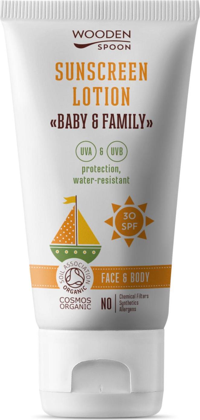 WOODEN SPOON Opalovací tělové mléko Baby & Family SPF 30 MINI 10 ml