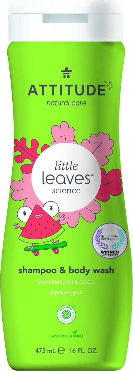 Attitude Dětské tělové mýdlo a šampon (2 v 1) Little leaves s vůní melounu a kokosu 473 ml