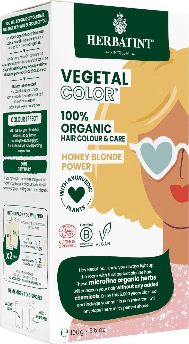 HERBATINT VEGETAL COLOUR Bio rostlinná barva na vlasy HONEY BLOND POWER 100 g