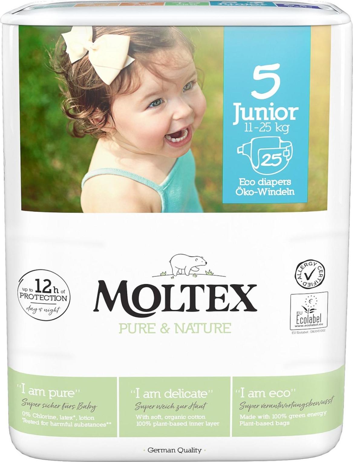 Moltex Dětské plenky Junior 11-25 kg Pure & Nature 25 ks