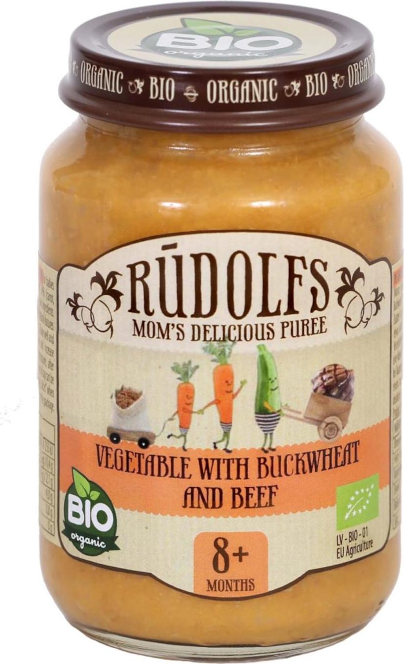 Rudolfs BIO Zelenina s pohankou a hovězím masem 190 g