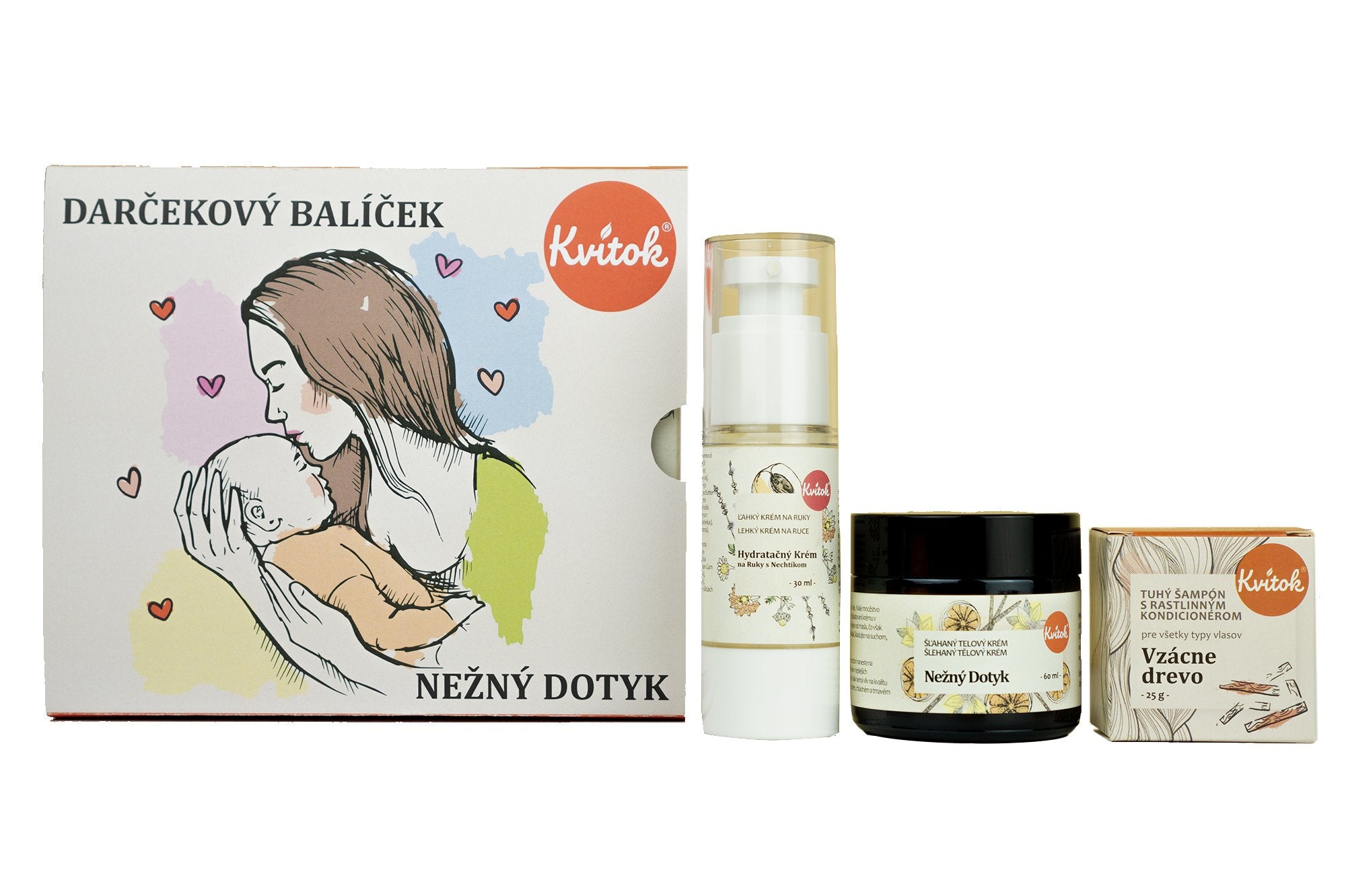 Kvitok Dárkový kosmetický balíček pro ženy Něžný dotek - luxusní hydratační péče Kvitok