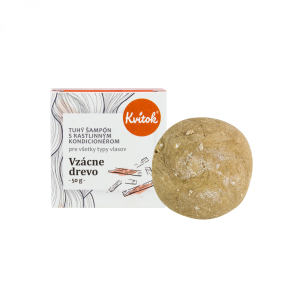 Kvitok Tuh&yacute; &scaron;ampon s kondicion&eacute;rem pro tmav&eacute; vlasy Vz&aacute;cn&eacute; dřevo 50 g - kr&aacute;sně pěn&iacute; Kvitok