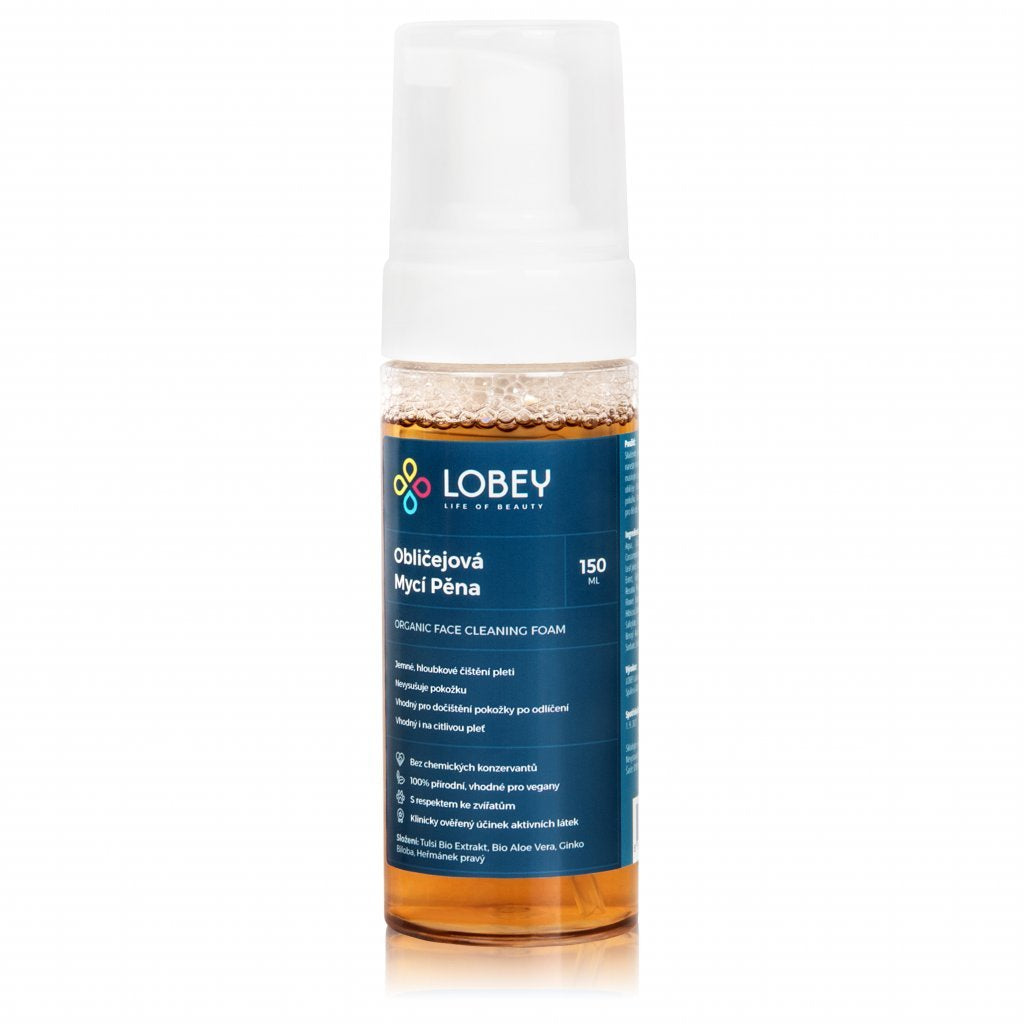Lobey Jemná obličejová mycí pěna BIO (150 ml) - šetrné a maximálně funkční složení Lobey