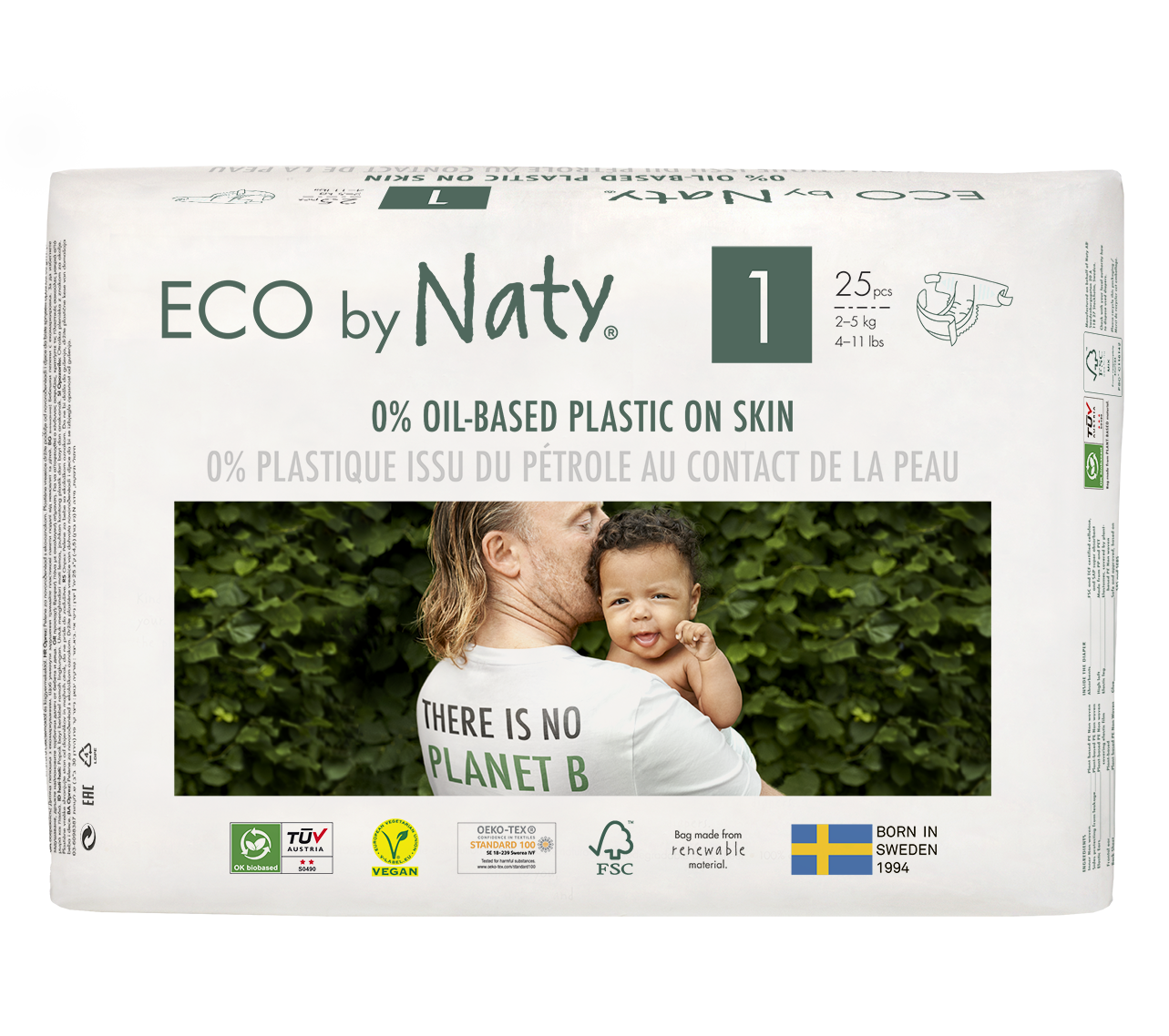 Naty Ekoplenky pro novorozence 1 (2 - 5 kg) (25 ks) - z 55-60 % rozložitelné Naty