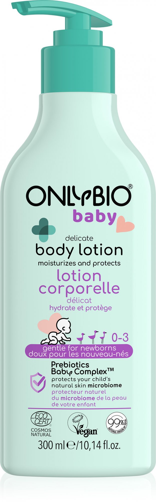 OnlyBio Jemné tělové mléko pro děti (300 ml) - pro novorozeňátka i větší děti OnlyBio