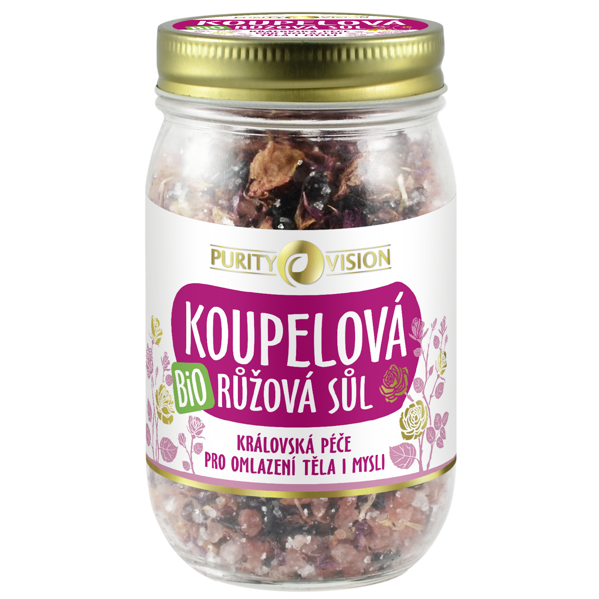 Purity Vision Růžová koupelová sůl (400 g) - omlazení těla i mysli Purity Vision