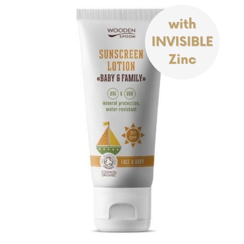 Wooden Spoon Opalovací tělové mléko v tubě Baby & Family SPF 30 BIO 100 ml Wooden Spoon