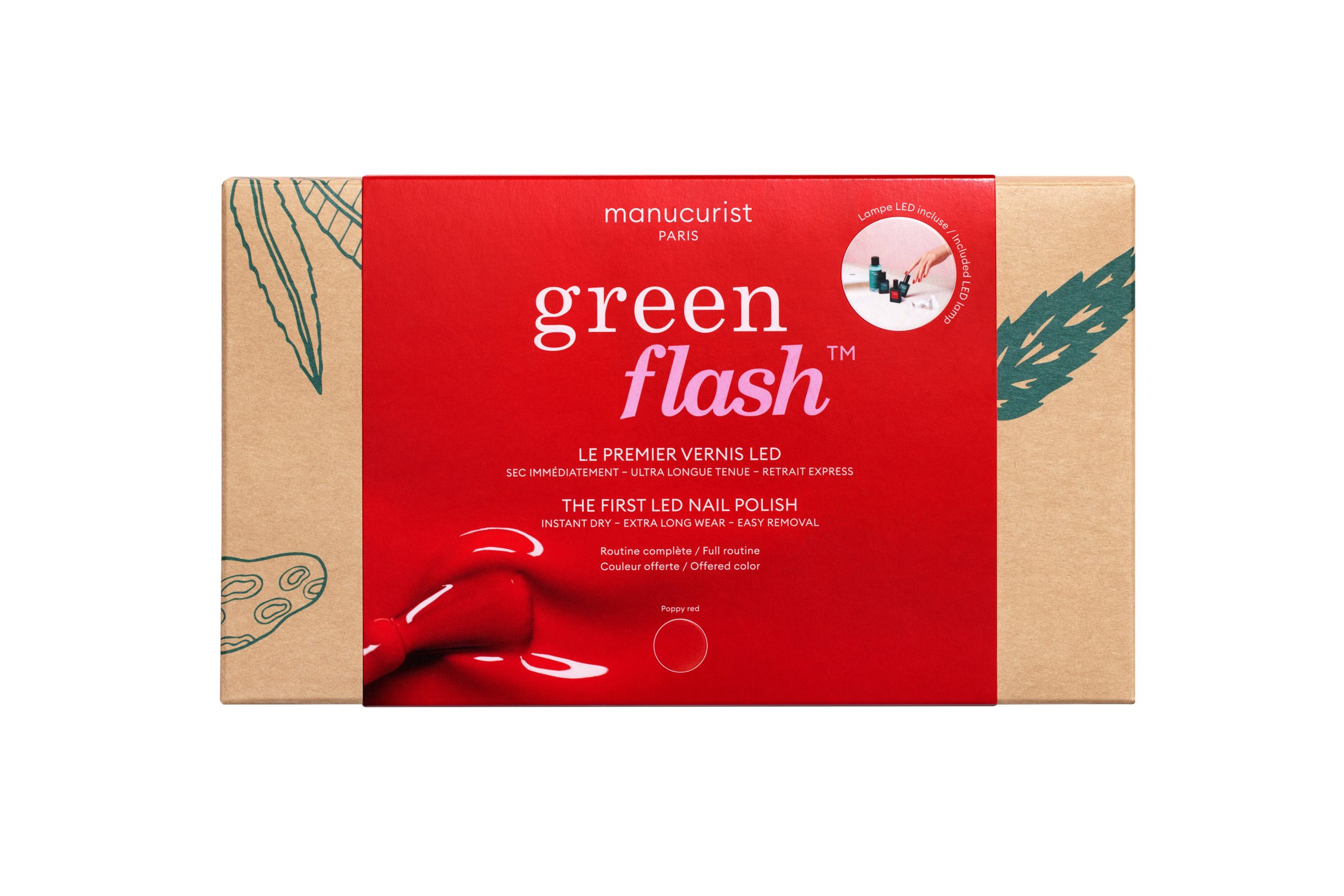 Manucurist Dárková sada Green Flash Starter Kit 24W - Poppy Red - domácí nehtové studio Manucurist