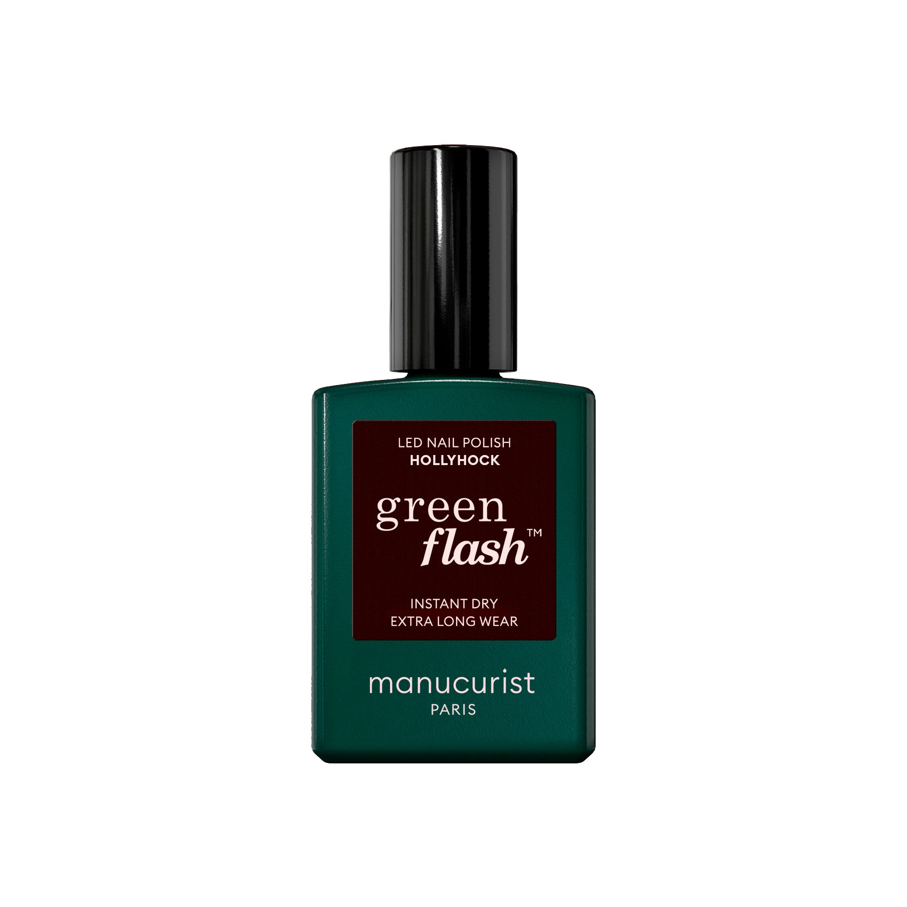 Manucurist Green Flash LED gel lak na nehty - HollyHock (15 ml) - tmavá bordó barva Manucurist