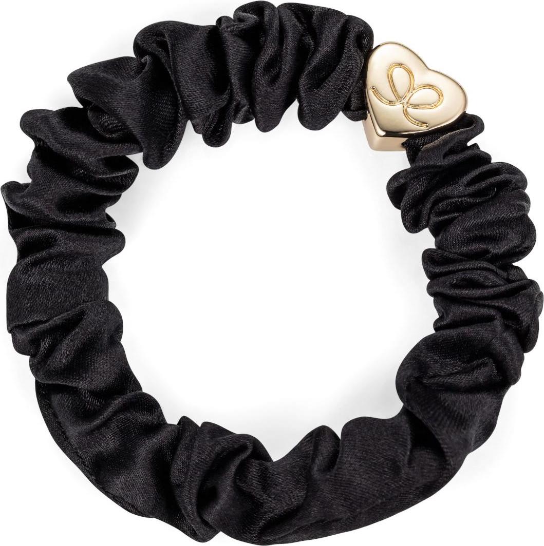 By Eloise London Gumička Gold Heart Silk Scrunchie - černá 1ks