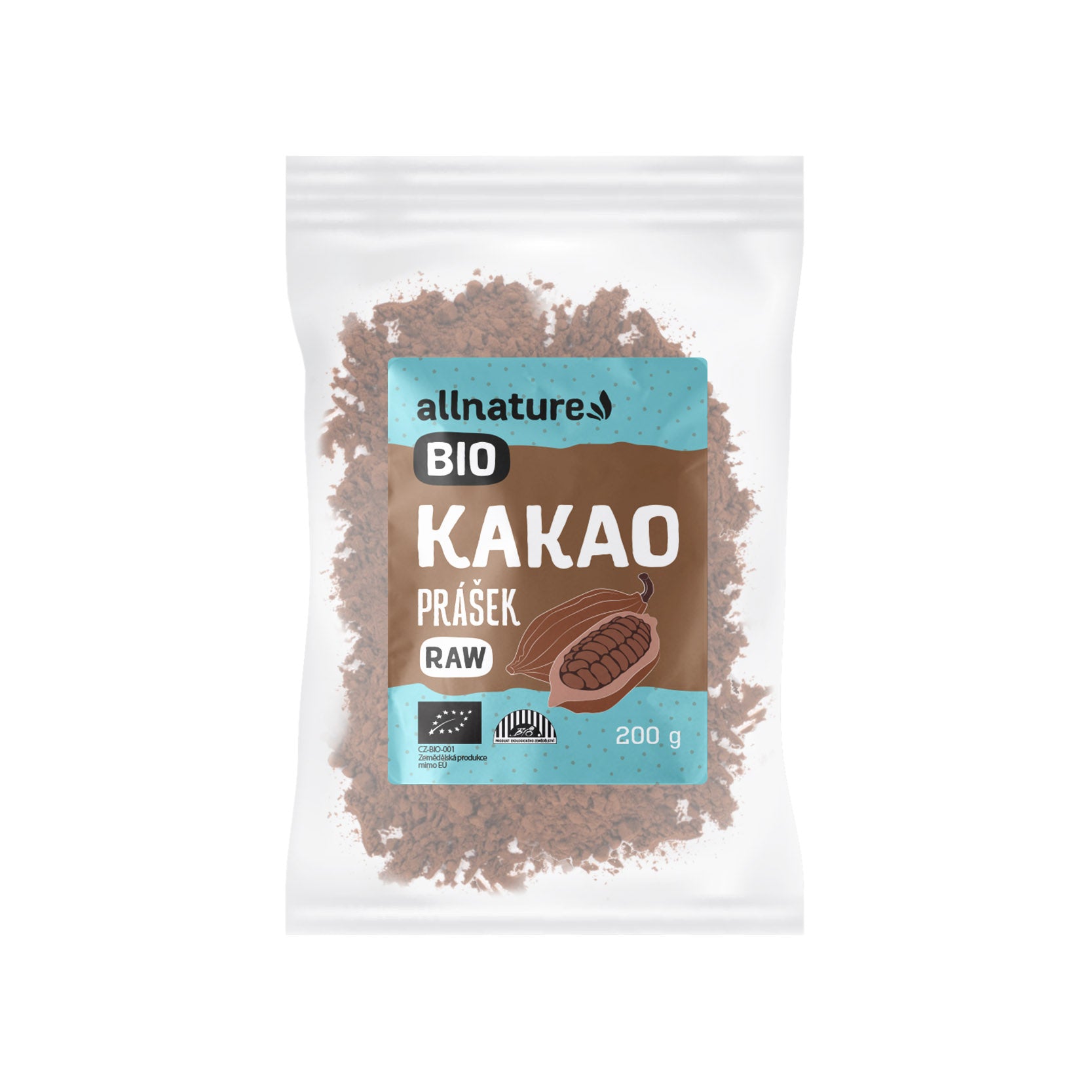 Allnature Kakaový prášek BIO RAW (200 g) - bohatý na minerály Allnature