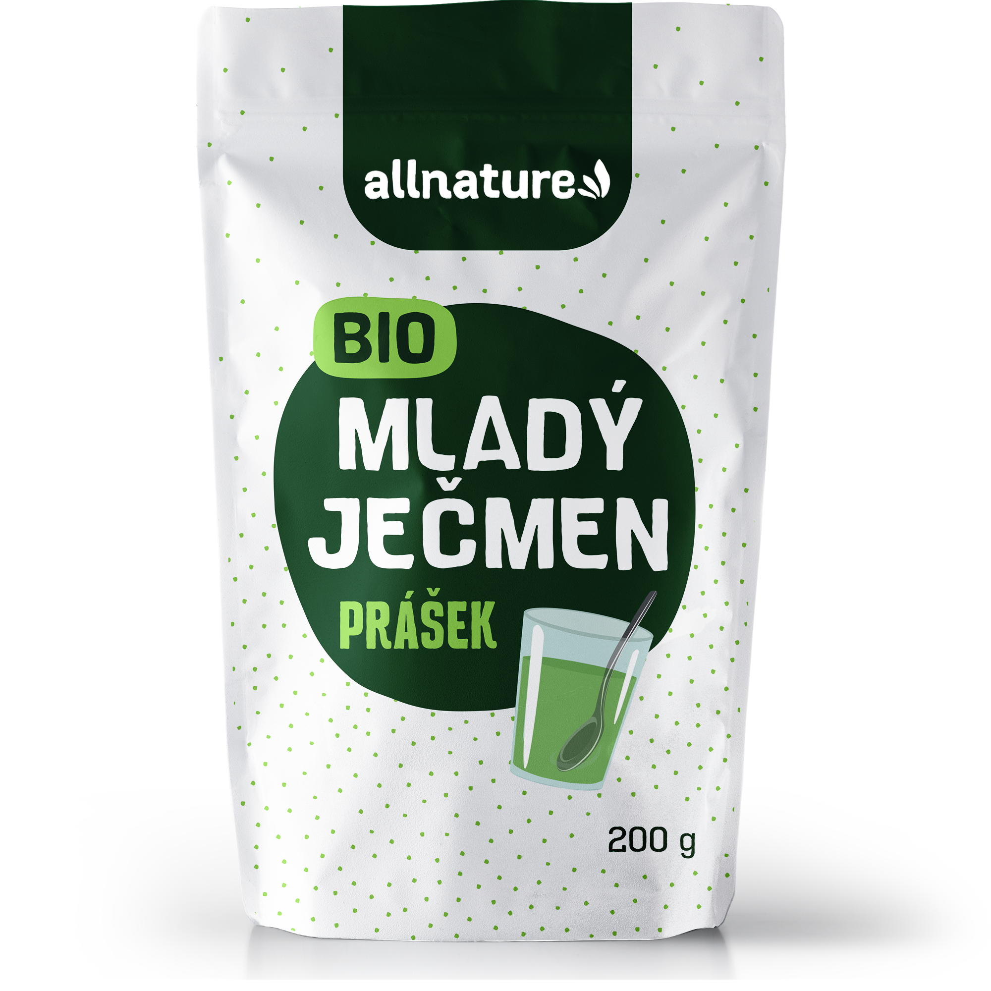 Allnature Mladý ječmen prášek BIO - 200 g - bohatý na vitamíny a minerály Allnature