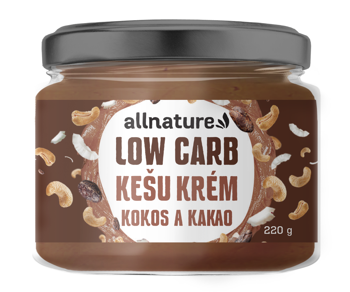 Allnature Kešu krém LOW carb -  kokos a kakao (220 g) - bohatý na vitamíny a zdravé tuky Allnature