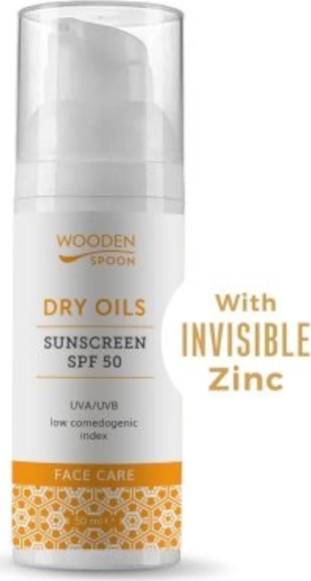 WOODEN SPOON Opalovací krém na obličej-nízký komedogenní index DRY OILS SPF 50 50 ml