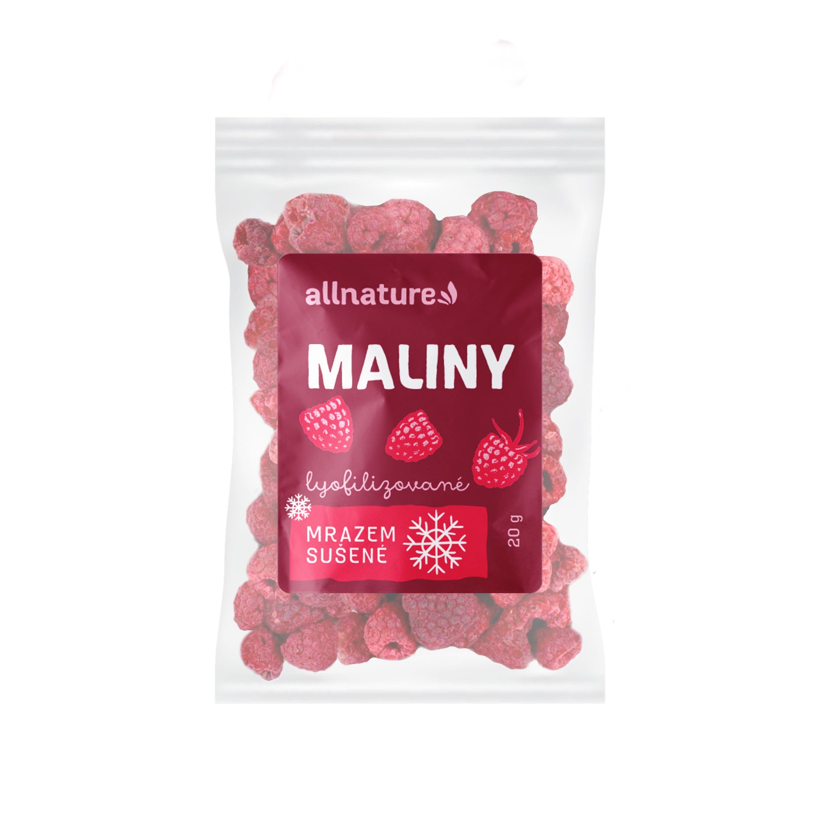 Allnature Malina sušená mrazem celá (20 g) - chuť čerstvých malin Allnature