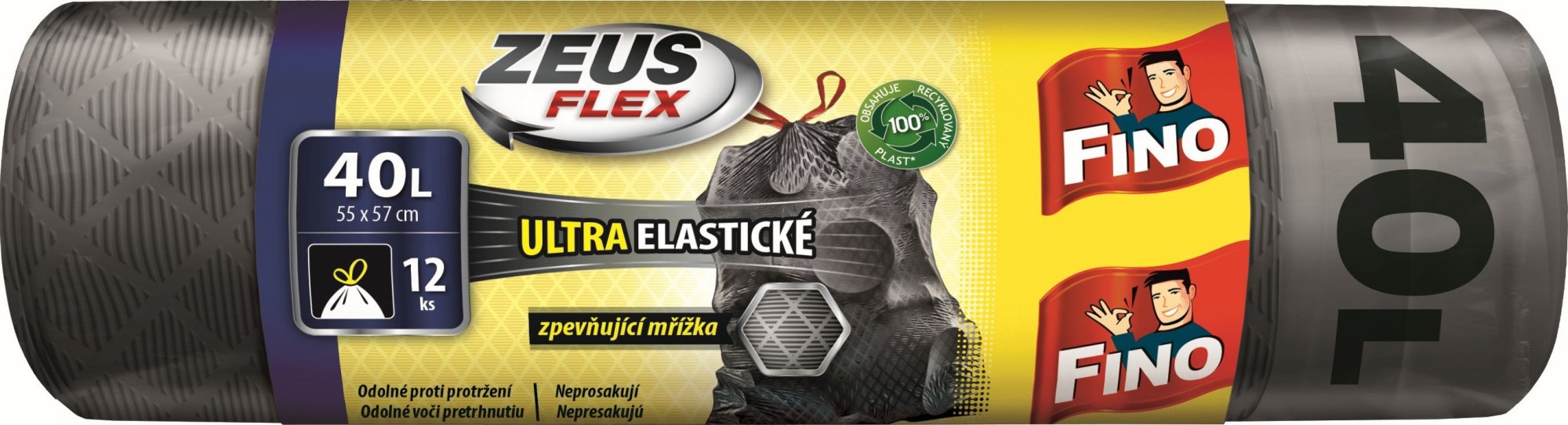 FINO Pytle na odpadky zatahovací Zeus FLEX 32 μm - 40 l (12 ks) FINO