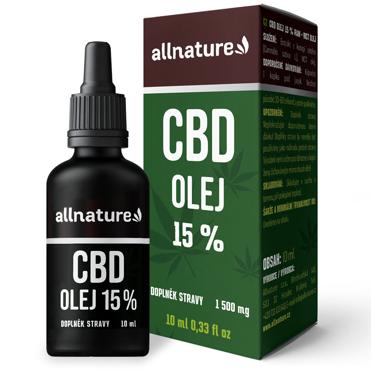 Allnature CBD 15 % (10 ml) - na bázi mct oleje Allnature