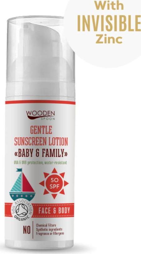 WOODEN SPOON Opalovací tělové mléko Baby & Family SPF 50 50 ml