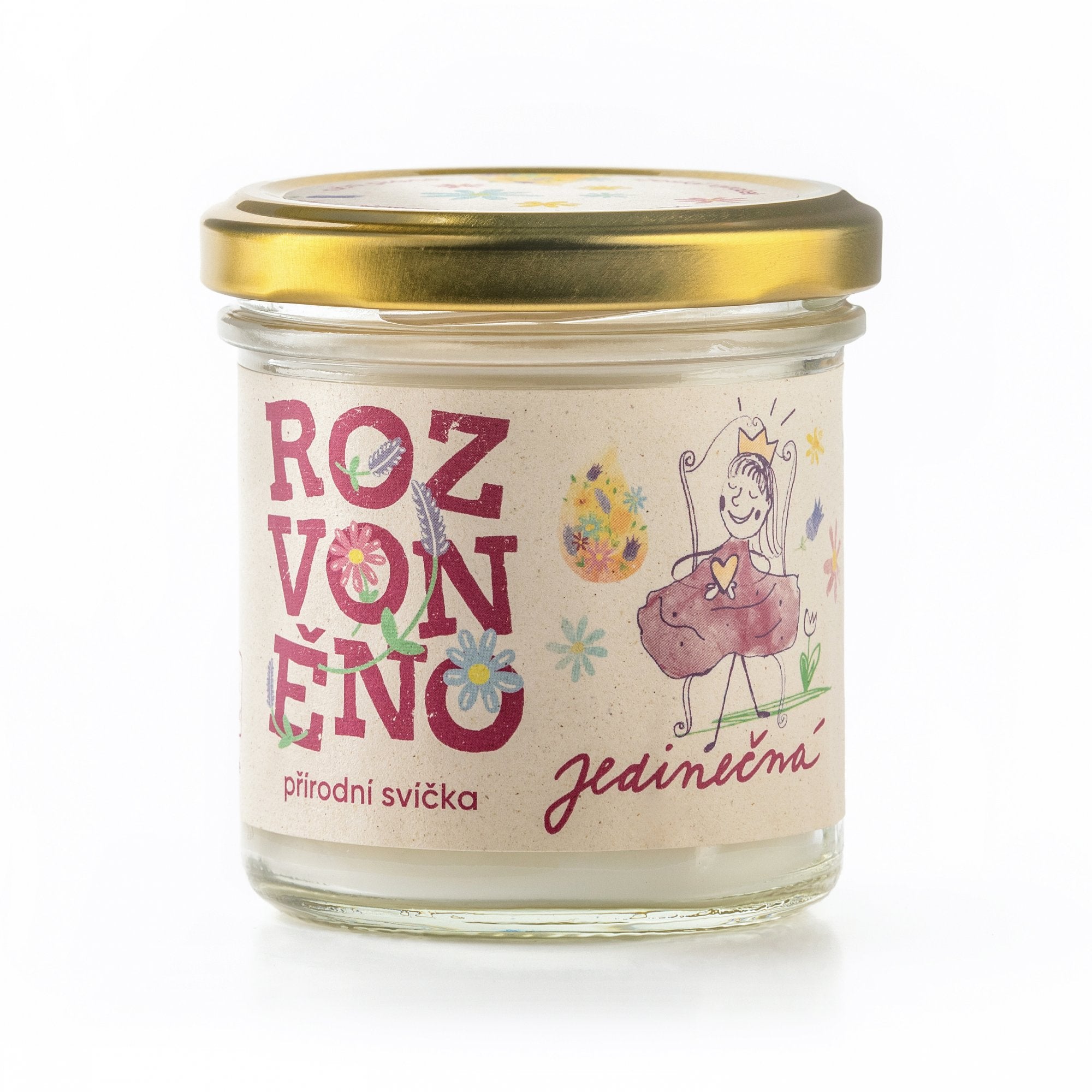 Rozvoněno Vonná svíčka - Jedinečná - 130 ml - s geránií a palmovou růží Rozvoněno