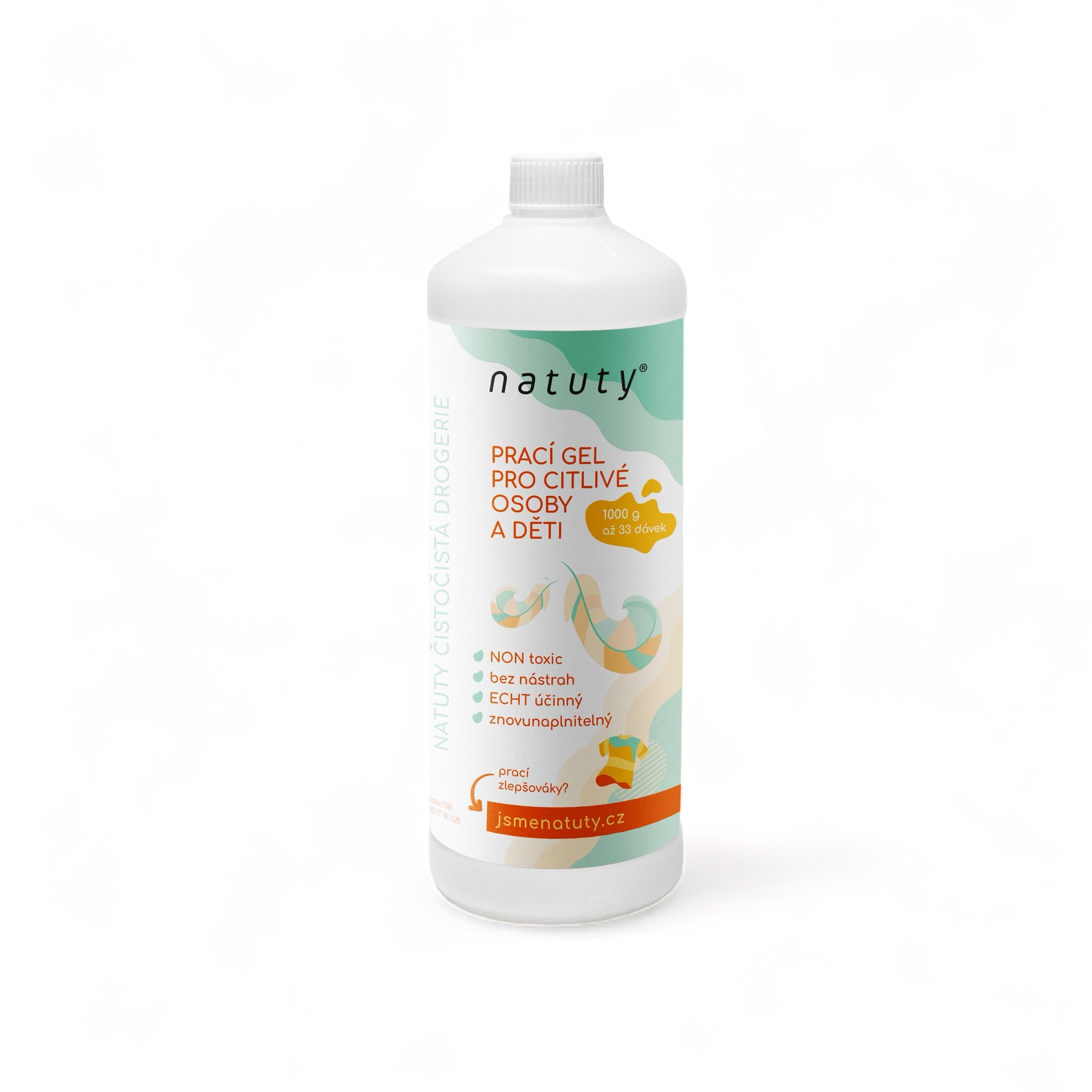 Natuty Prací gel pro citlivé osoby a děti (1 l) - II. jakost - 33 pracích dávek v 1 litru Natuty