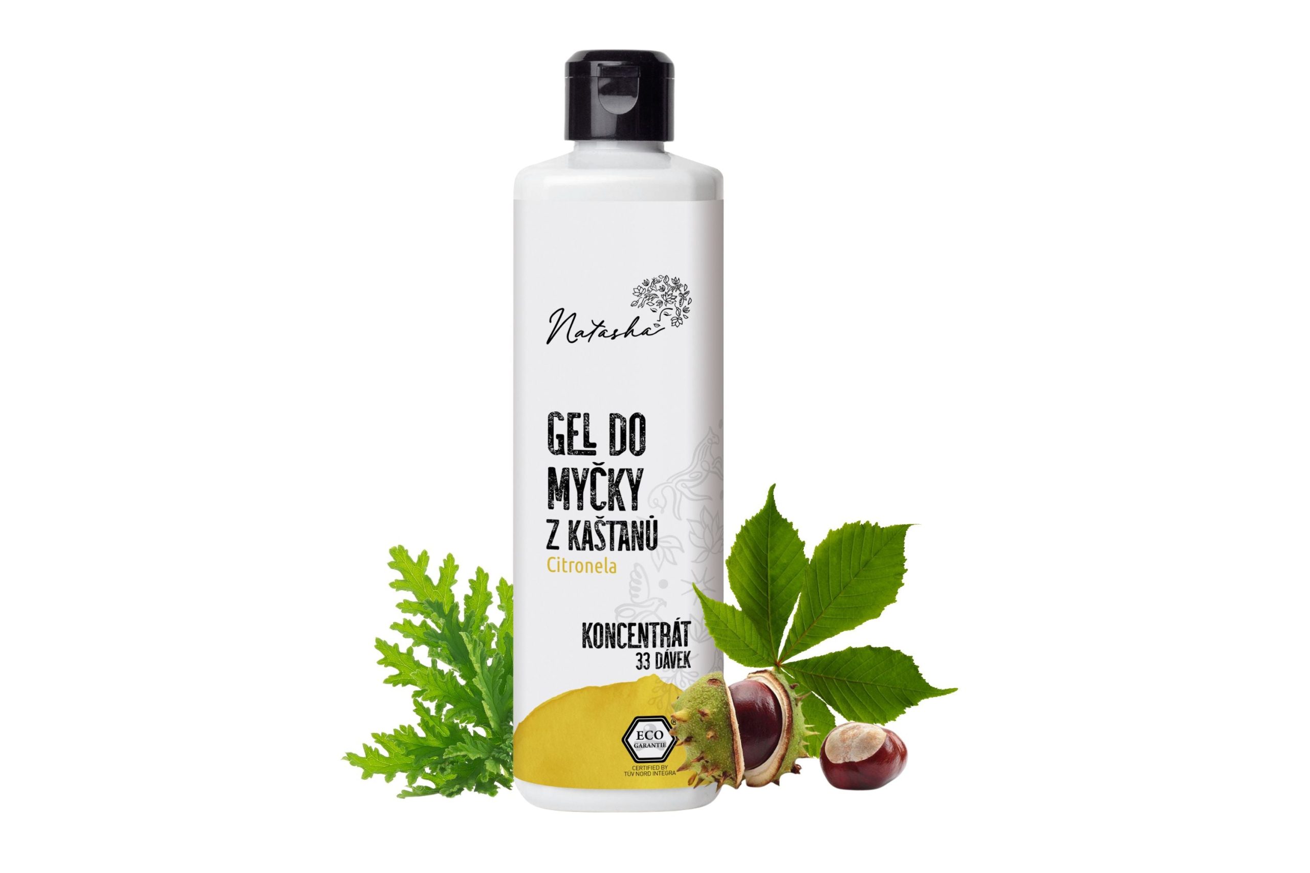 Natasha Gel do myčky z kaštanů Citronela - koncentrát - 500 ml - II. jakost - 33 mycích cyklů v 500 ml Natasha