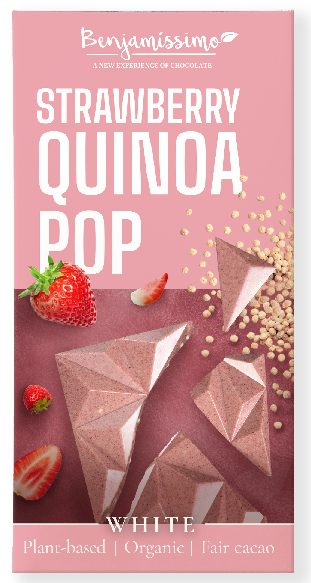 Benjamíssimo Čokoláda s jahodou a quinoou BIO (60 g) - nevšední kombinace chutí PURO shop