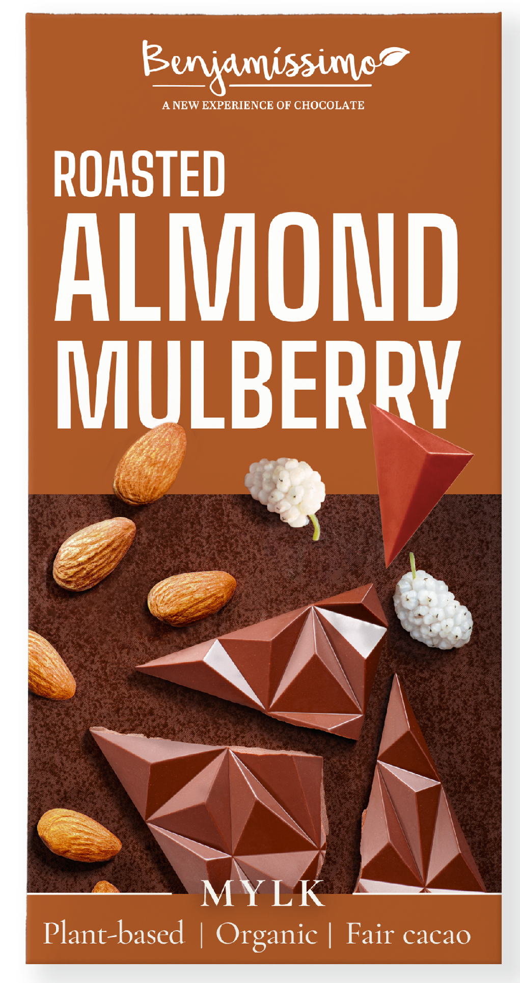 Benjamíssimo Čokoláda s praženými mandlemi a moruší BIO (60 g) - metodou bean-to-bar PURO shop