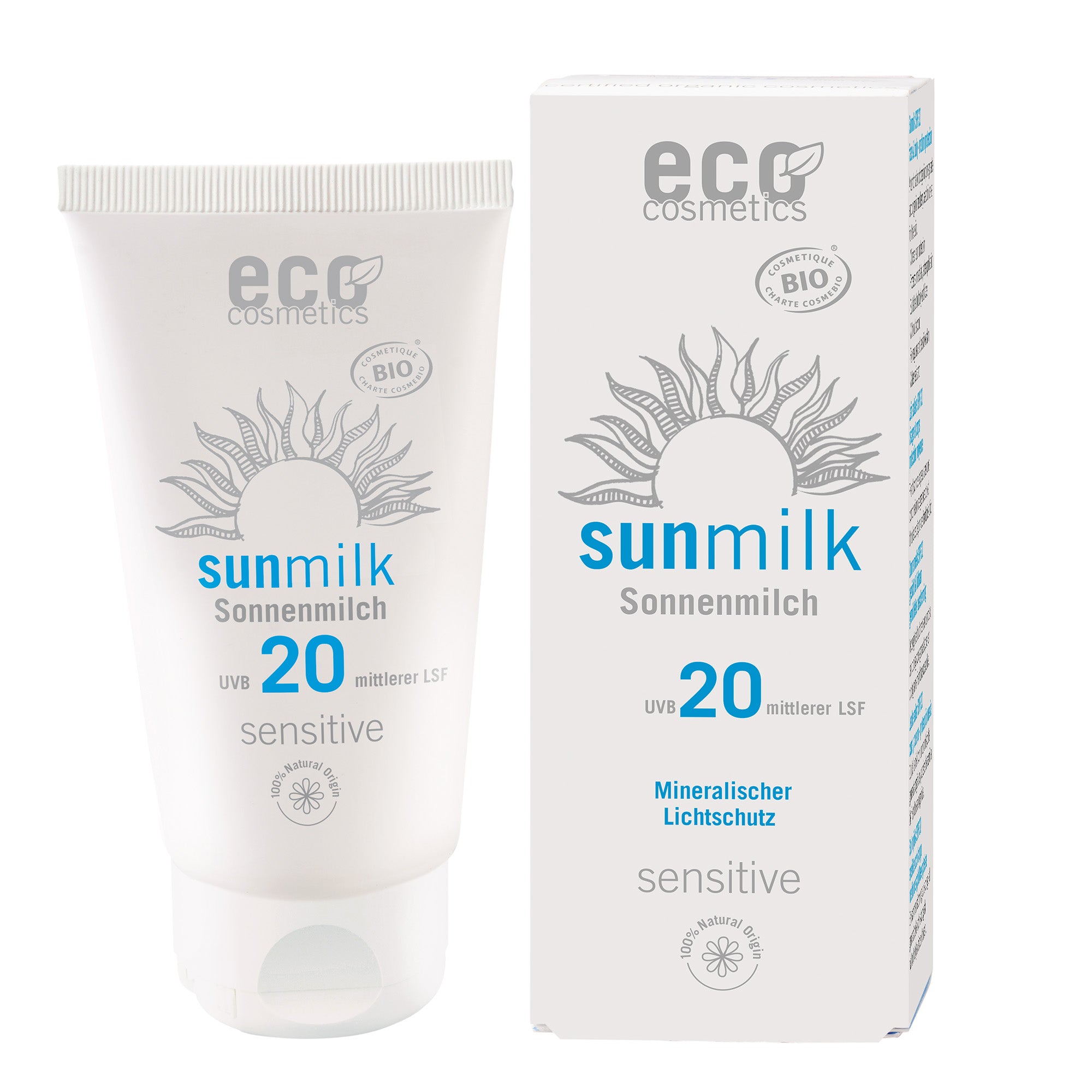 Eco Cosmetics Opalovací mléko SPF 20 Sensitive BIO (75 ml) - s přírodními minerálními filtry Eco Cosmetics
