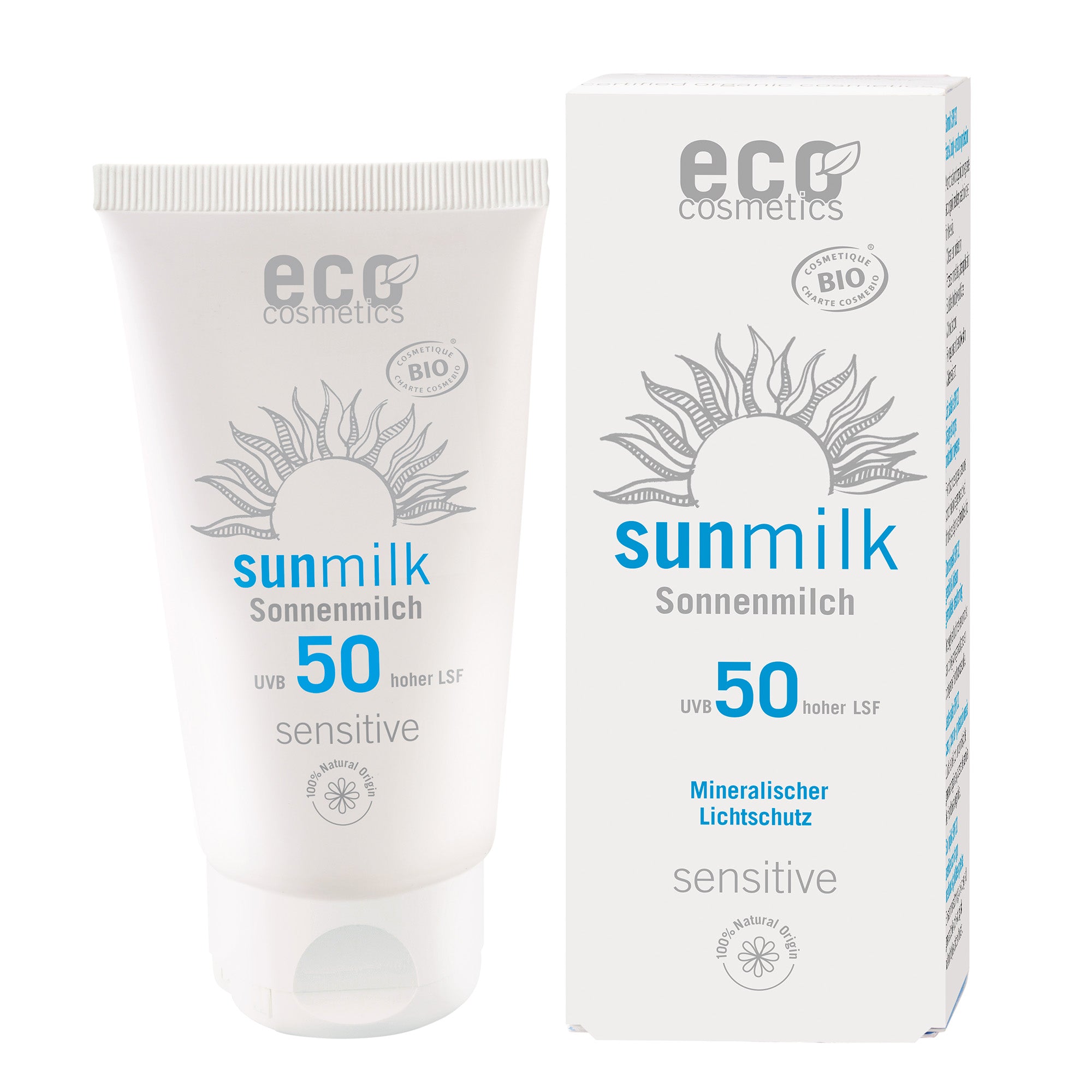 Eco Cosmetics Opalovací mléko SPF 50 Sensitive BIO (75 ml) - s přírodními minerálními filtry Eco Cosmetics