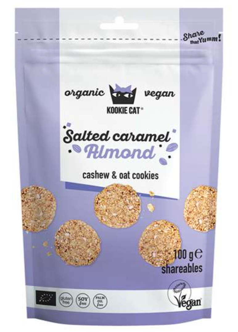 Kookie Cat Mini sušenky slaný karamel a mandle BIO (10 x 10 g) - bez lepku a umělých přísad PURO shop