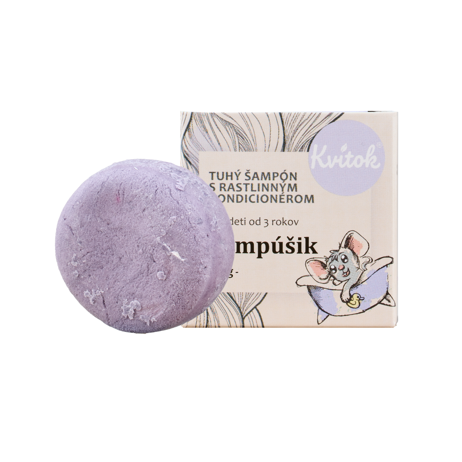 Kvitok Dětský tuhý šampon s kondicionérem Šampónek (25 g) - s prebiotickou složkou Kvitok