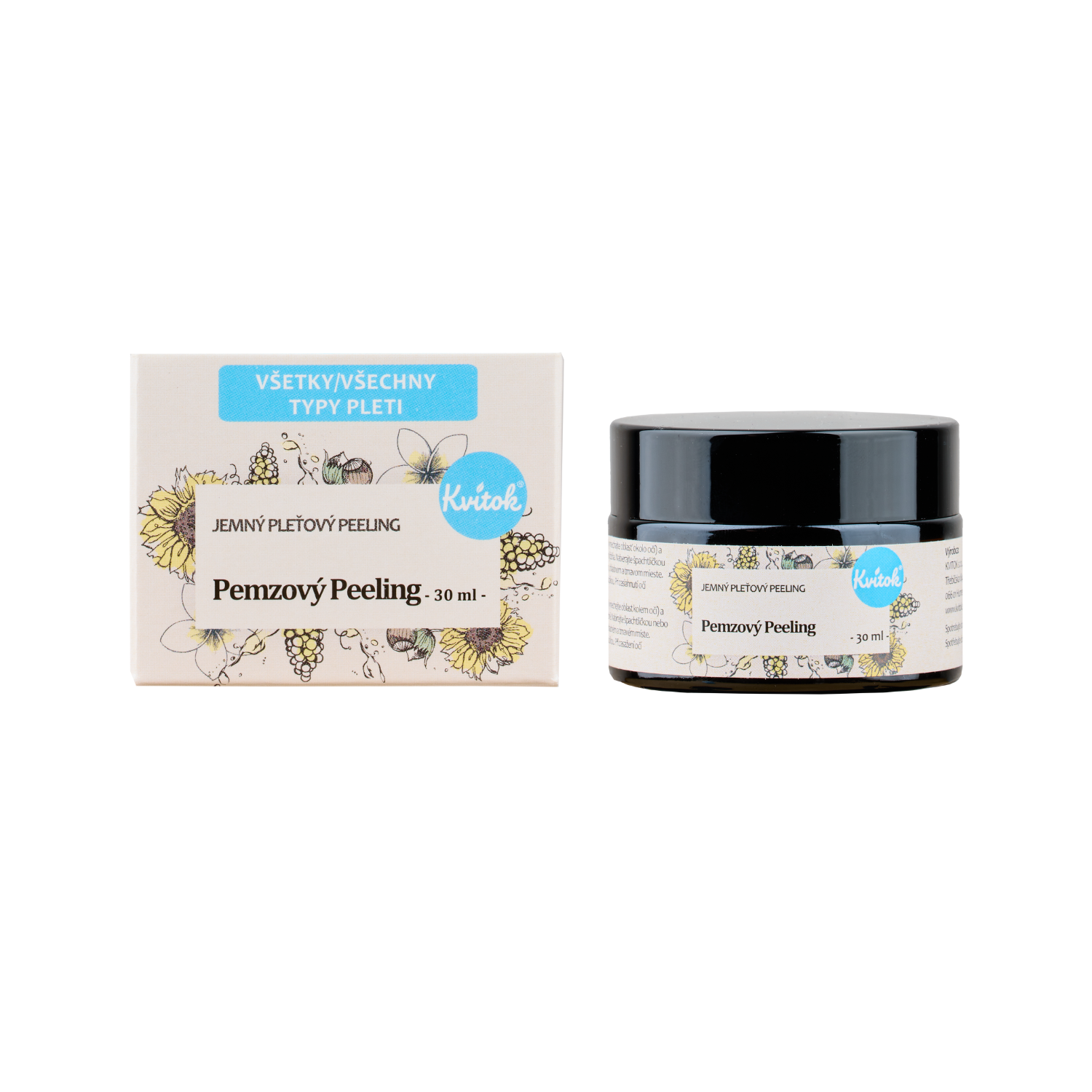 Kvitok Jemný pleťový pemzový peeling pro všechny typy pleti (30 ml) - čistí a regeneruje Kvitok
