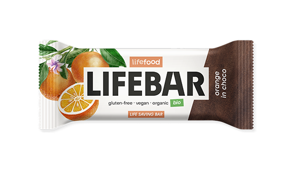 Lifefood Lifebar InChoco Tyčinka pomeranč RAW BIO (40 g) - bez přidaného cukru a sladidel Lifefood