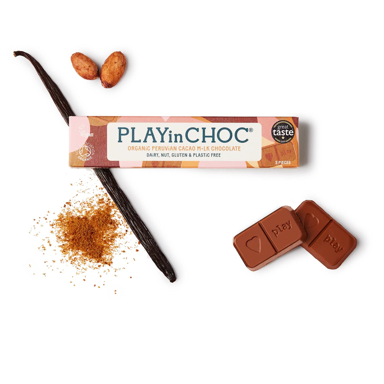 PLAYinCHOC Mléčná čokoláda Peru rostlinná BIO (30 g) - hravá svačinka PURO shop