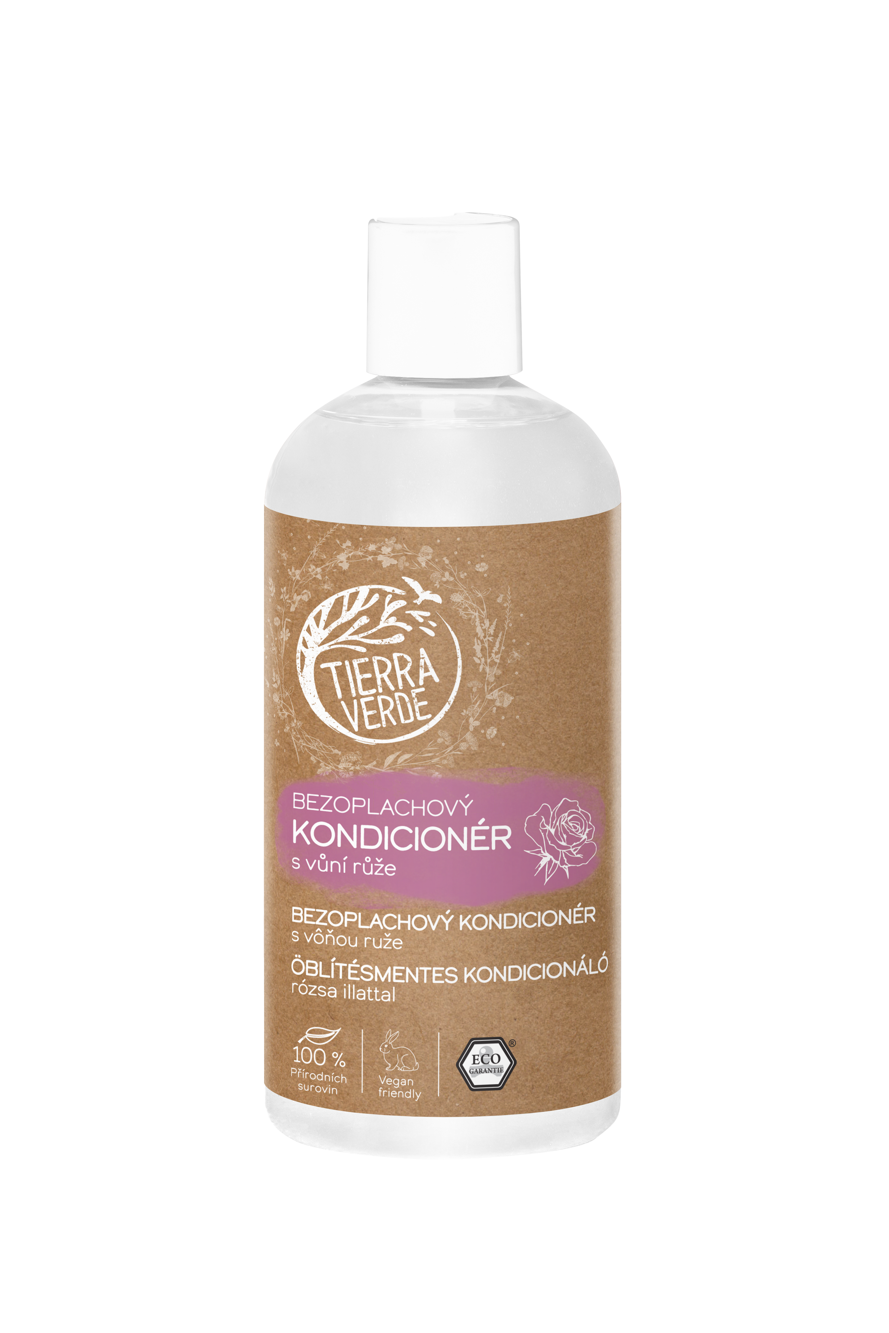 Tierra Verde Bezoplachový kondicionér s vůní růže - 500 ml (refill) - na mokré i suché vlasy Tierra Verde