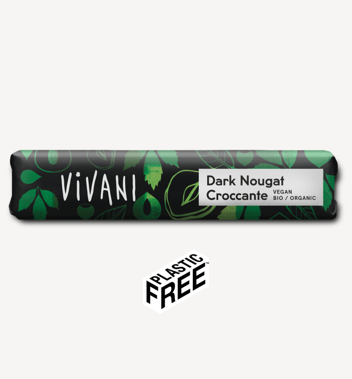 Vivani Čokoládová tyčinka s tmavým nugátem a krokantem BIO (35 g) - rychlá a chutná svačinka PURO shop